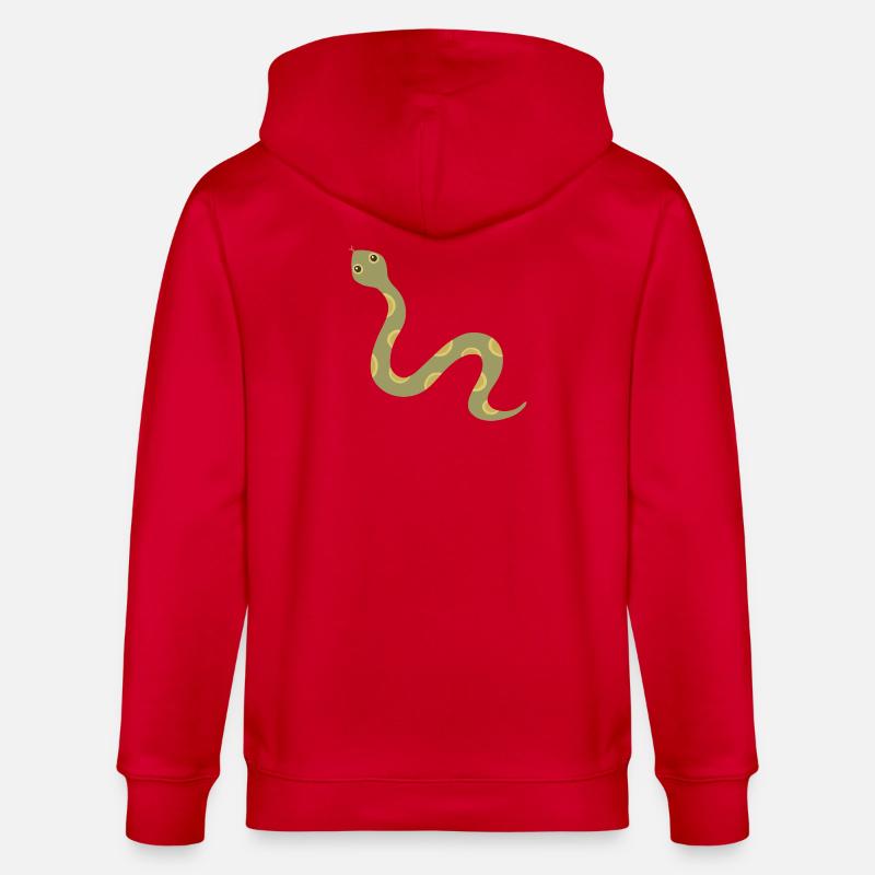 Olive Patterned Snake Illustration - Stanley/Stella CULTIVATOR  Unisex Organic Hooded Jacket - red