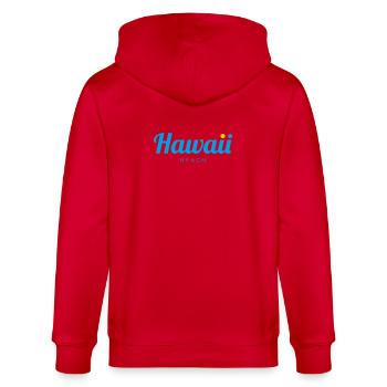 HAWAII Beach - Stanley/Stella Unisex Bio-Kapuzenjacke CULTIVATOR  - Rot - Hinten - Anna (173cm)