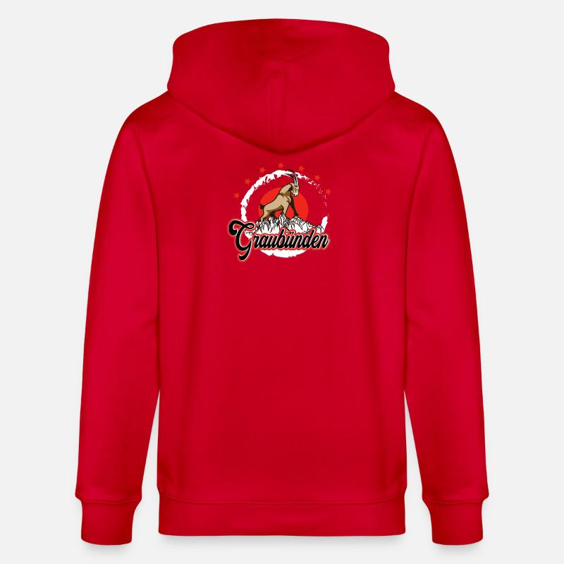Graubünden Steinbock - Stanley/Stella Unisex Bio-Kapuzenjacke CULTIVATOR  - Rot