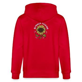 Sonnenblume mit Sonnenbrille Summer Feeling Sommer - Stanley/Stella Unisex Bio-Kapuzenjacke CULTIVATOR  - Rot - Hinten - Anna (173cm)