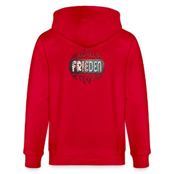 FRIEDEN - Stanley/Stella Unisex Bio-Kapuzenjacke CULTIVATOR  - Rot - Hinten - Anna (173cm)