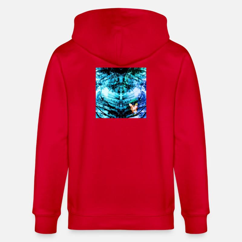 Blauer Psychedelischer Schmetterling - Stanley/Stella Unisex Bio-Kapuzenjacke CULTIVATOR  - Rot