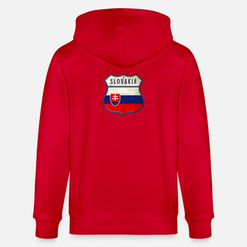 Slowakei Flaggen Wappen Design - Stanley/Stella Unisex Bio-Kapuzenjacke CULTIVATOR - Rot