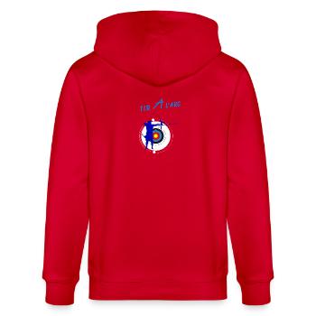 Bogenschießen - Stanley/Stella Unisex Bio-Kapuzenjacke CULTIVATOR  - Rot - Hinten - Anna (173cm)