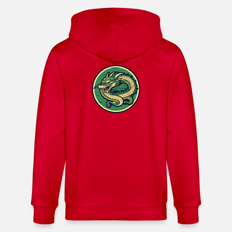 Dragon Crest Circle Patch - Stanley/Stella Unisex Bio-Kapuzenjacke CULTIVATOR  - Rot