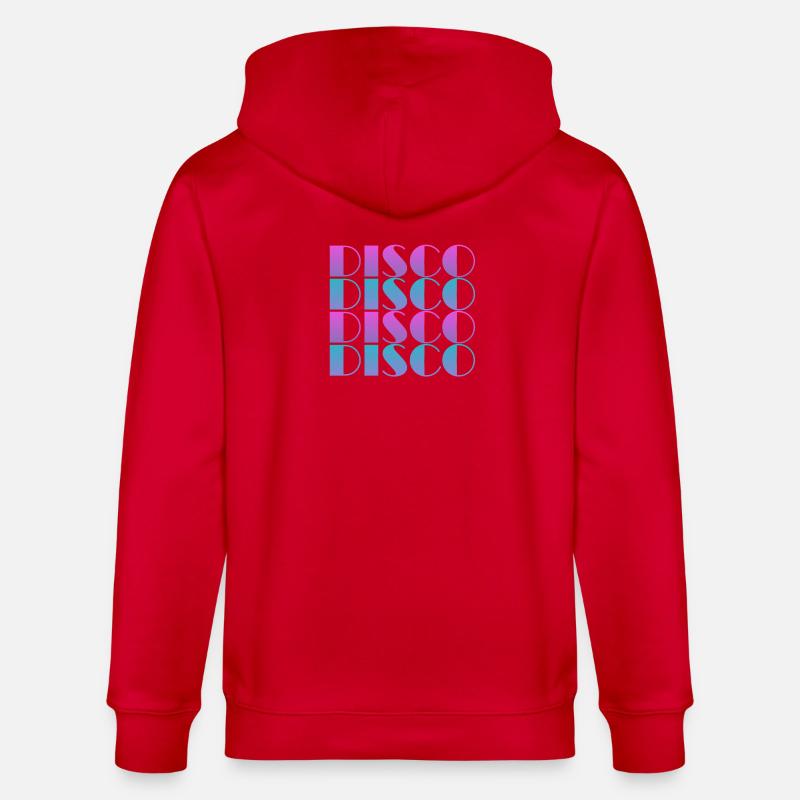Lebendiges Disco-Textmuster-Design - Stanley/Stella Unisex Bio-Kapuzenjacke CULTIVATOR  - Rot