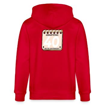 40. Geburtstag - Geburtstagsliste VIERZIG - Stanley/Stella Unisex Bio-Kapuzenjacke CULTIVATOR  - Rot - Hinten - Anna (173cm)