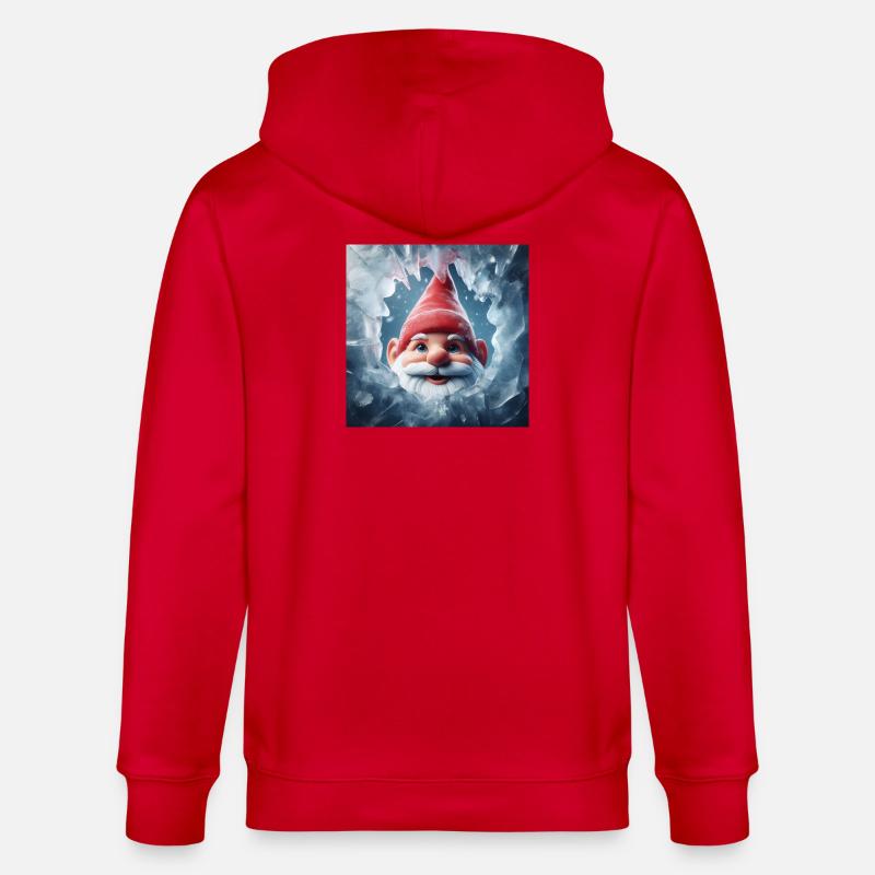 Wichtel schaut durch Eis - Stanley/Stella Unisex Bio-Kapuzenjacke CULTIVATOR - Rot