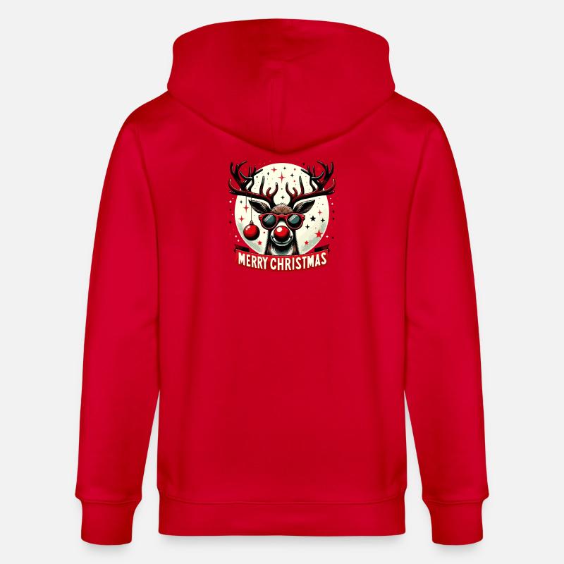 Renne Noël Fun - Pull Original - Veste à capuche bio CULTIVATOR Stanley/Stella Unisexe - rouge