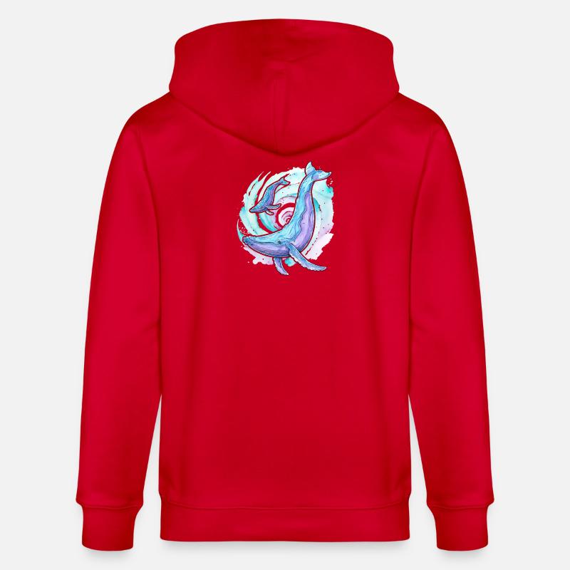 Baleine à bosse avec baleineau - Veste à capuche bio CULTIVATOR Stanley/Stella Unisexe - rouge