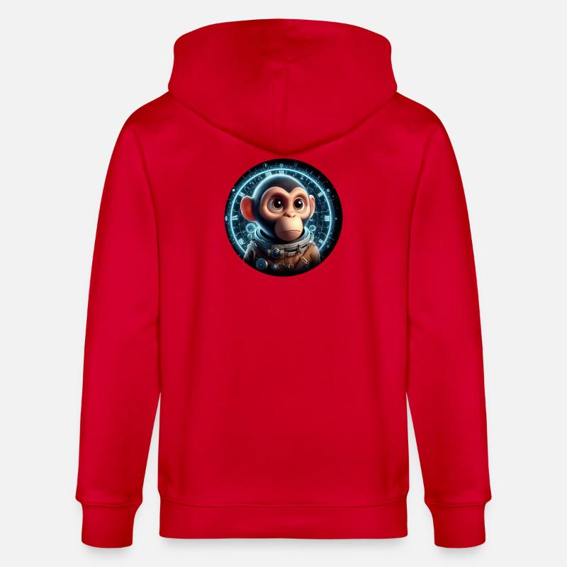 Singe en astronaute dans l’espace - Veste à capuche bio CULTIVATOR Stanley/Stella Unisexe - rouge