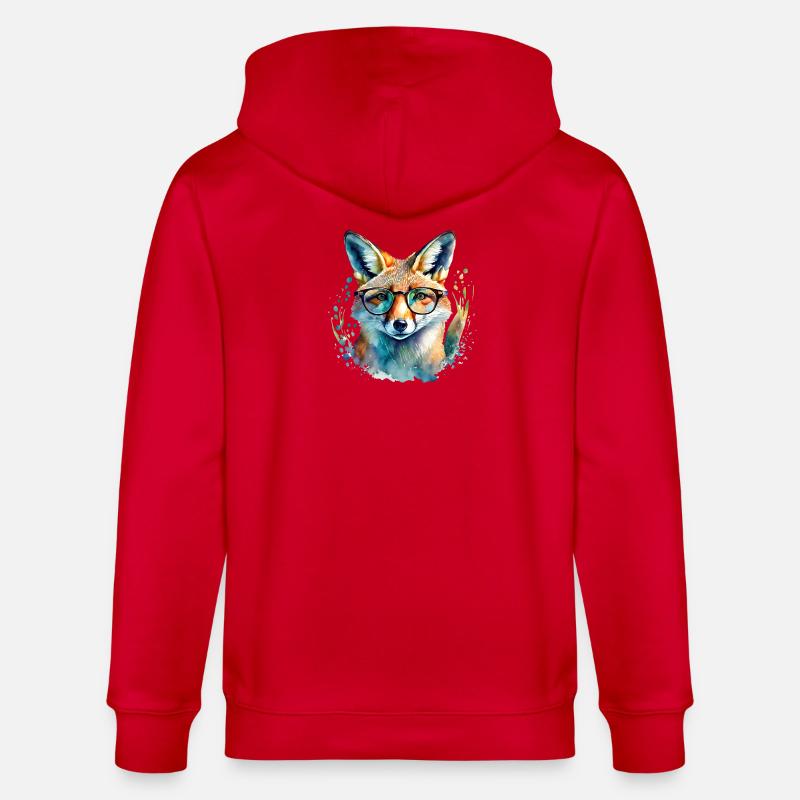 Fuchs mit Brille - Stanley/Stella Unisex Bio-Kapuzenjacke CULTIVATOR - Rot