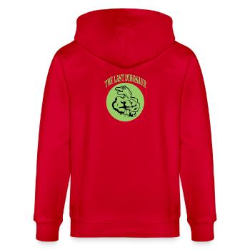 Der letzte Dinosaurier - Stanley/Stella Unisex Bio-Kapuzenjacke CULTIVATOR  - Rot - Hinten - Anna (173cm)