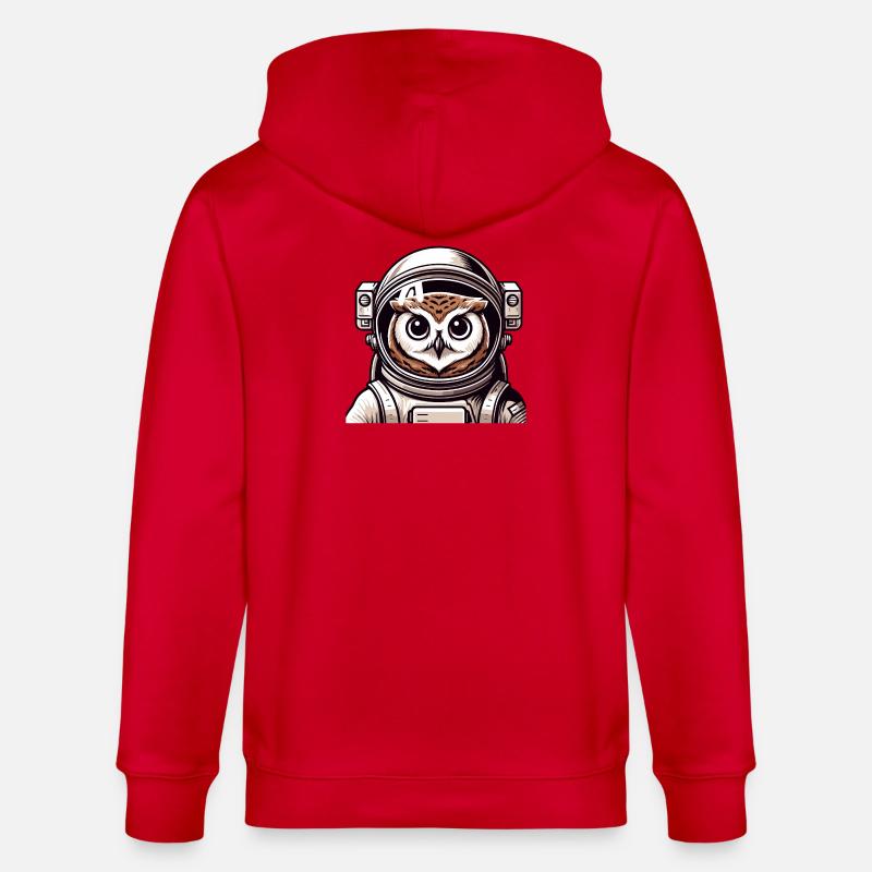 Eine Astronauten-Eule im Cartoon-Stil - Stanley/Stella Unisex Bio-Kapuzenjacke CULTIVATOR  - Rot