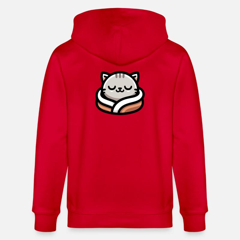 Schlummerpfoten: Der verträumte Tabby - Stanley/Stella Unisex Bio-Kapuzenjacke CULTIVATOR  - Rot