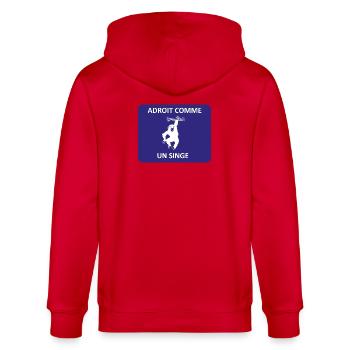 Dexterous as a monkey - Stanley/Stella CULTIVATOR  Unisex Organic Hooded Jacket - red - Back - Anna (173cm)