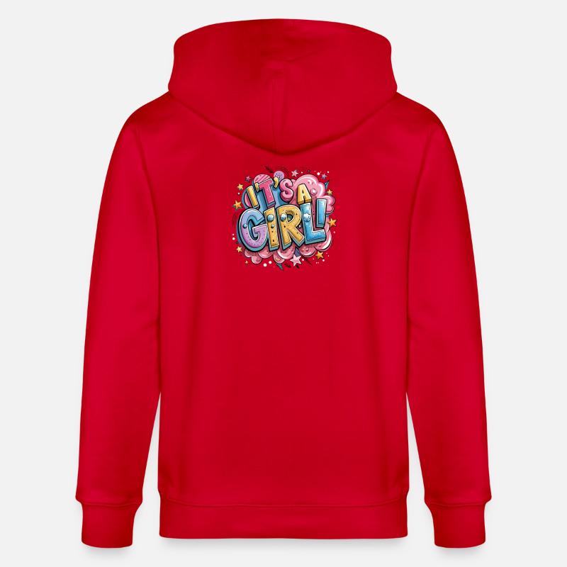 Bunte Cartoon-Trophäe mit Textgestaltung - Stanley/Stella Unisex Bio-Kapuzenjacke CULTIVATOR  - Rot