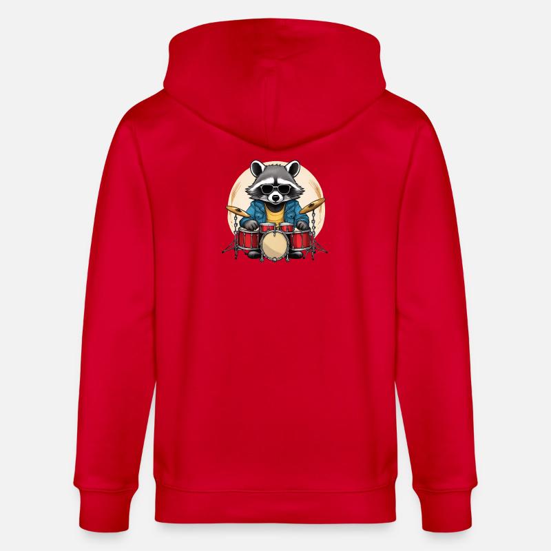 Raton laveur élégant avec tambours - Veste à capuche bio CULTIVATOR Stanley/Stella Unisexe - rouge