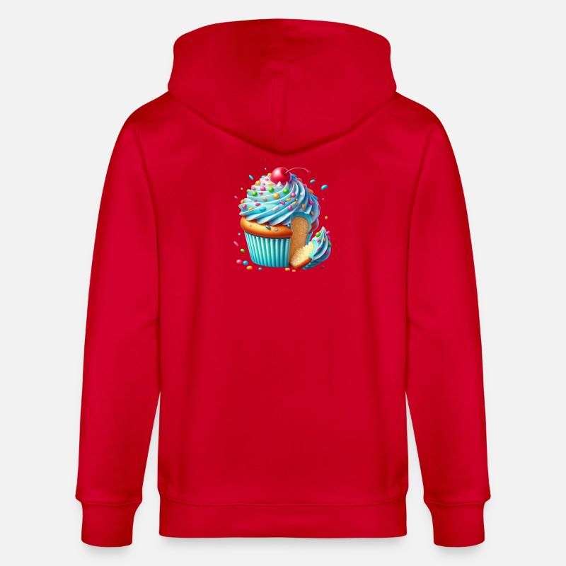 Blauer Cupcake mit bunten Streuseln - Stanley/Stella Unisex Bio-Kapuzenjacke CULTIVATOR  - Rot