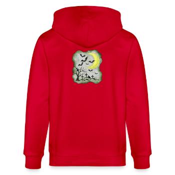 Friedhöfe, gräber, Mondsichel, verregnet - Stanley/Stella Unisex Bio-Kapuzenjacke CULTIVATOR  - Rot - Hinten - Anna (173cm)