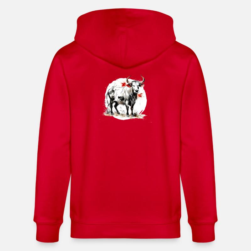 Chinesisches Sternzeichen Büffel - Stanley/Stella Unisex Bio-Kapuzenjacke CULTIVATOR  - Rot