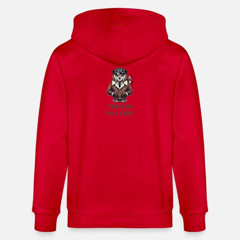Vertraue mir, ich bin Pilot / Eule - Stanley/Stella Unisex Bio-Kapuzenjacke CULTIVATOR - Rot
