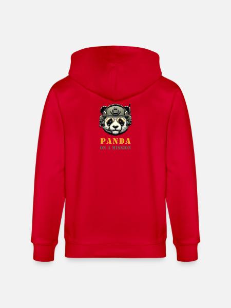 Panda in Mission / Military - Stanley/Stella CULTIVATOR Unisex Organic Hooded Jacket - red