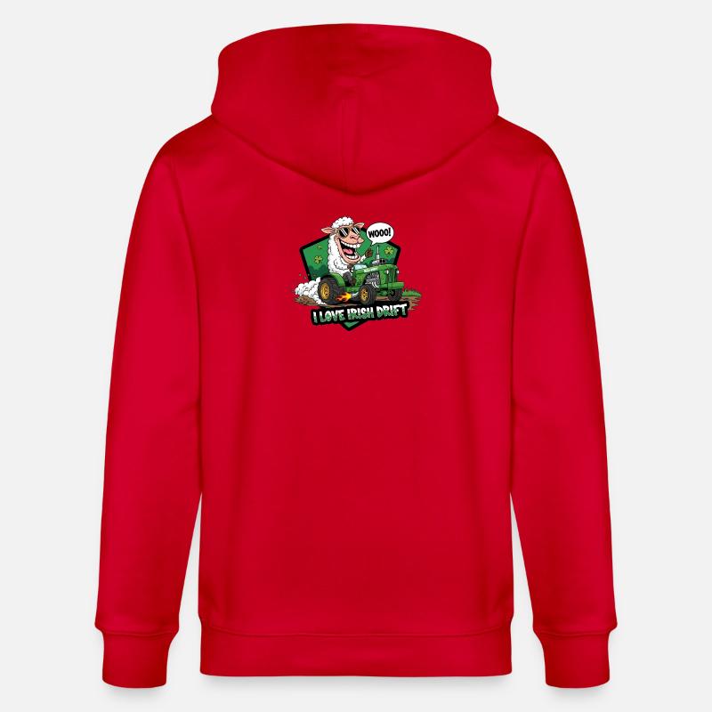 Irisches Drift Schaf Auto Design - Stanley/Stella Unisex Bio-Kapuzenjacke CULTIVATOR  - Rot