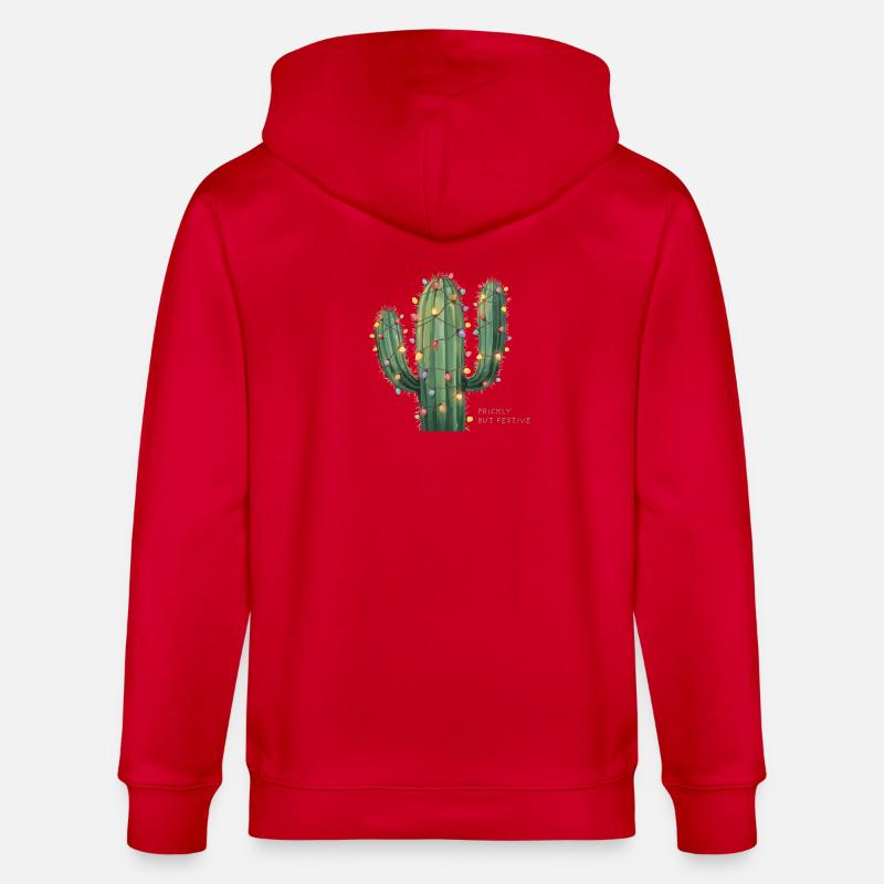 Weihnachtskaktus – Prickly but Festive - Stanley/Stella Unisex Bio-Kapuzenjacke CULTIVATOR  - Rot