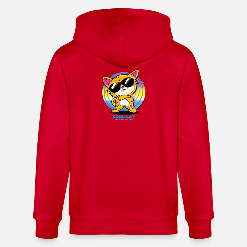 Coole Katze mit Sonnenbrille - Stanley/Stella Unisex Bio-Kapuzenjacke CULTIVATOR - Rot