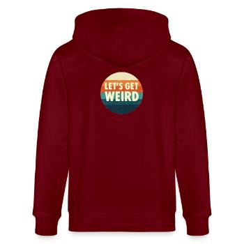 Let's Get Weird Retro Circle - Stanley/Stella CULTIVATOR  Unisex Organic Hooded Jacket - burgundy - Back - Anna (173cm)