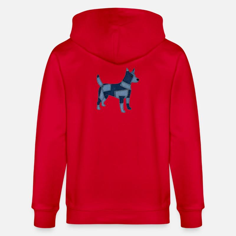 Chien en patchwork en denim - Veste à capuche bio CULTIVATOR Stanley/Stella Unisexe - rouge