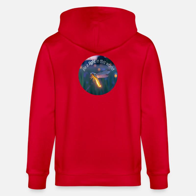 Leuchtendes Glühwürmchen mit positiver Botschaft - Stanley/Stella Unisex Bio-Kapuzenjacke CULTIVATOR  - Rot
