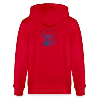 Blauer Weltraumtiger - Katze spaziert im Weltall - Stanley/Stella Unisex Bio-Kapuzenjacke CULTIVATOR  - Rot - Hinten - Anna (173cm)