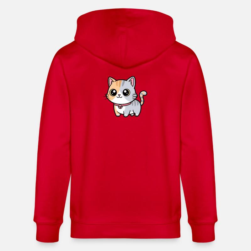 Calico Kitten Collar Charm - Stanley/Stella CULTIVATOR  Unisex Organic Hooded Jacket - red