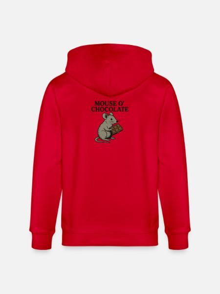 Mouse o'Chocolate Pun Mouse Chocolate - Stanley/Stella CULTIVATOR Unisex Organic Hooded Jacket - red