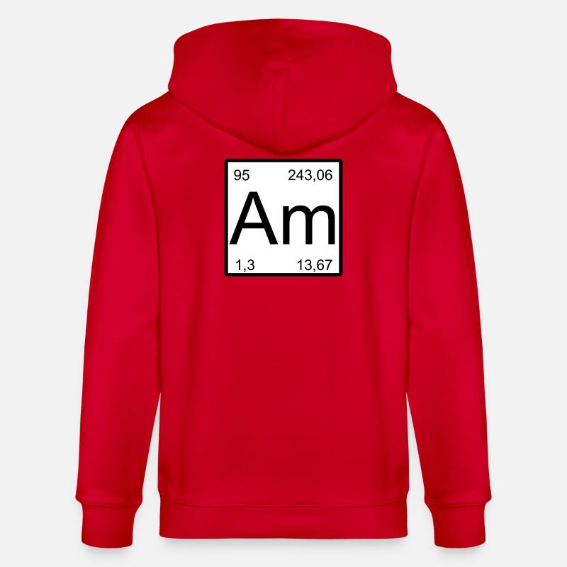Americium Am Element Typography - Stanley/Stella CULTIVATOR  Unisex Organic Hooded Jacket - red