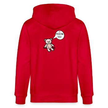 Missing You - Stanley/Stella CULTIVATOR  Unisex Organic Hooded Jacket - red - Back - Anna (173cm)