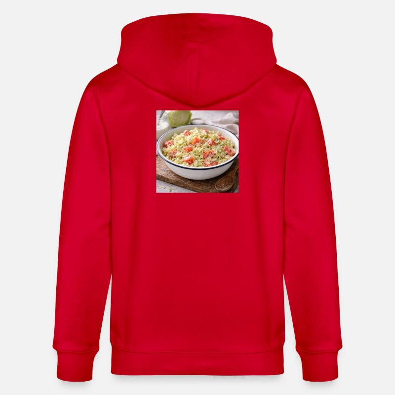 Salade crémeuse de chou et tomate - Veste à capuche bio CULTIVATOR Stanley/Stella Unisexe - rouge