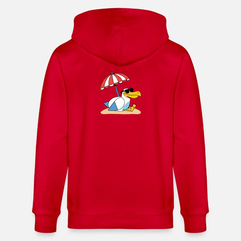 Mouette de plage ensoleillée avec parapluie - Veste à capuche bio CULTIVATOR Stanley/Stella Unisexe - rouge