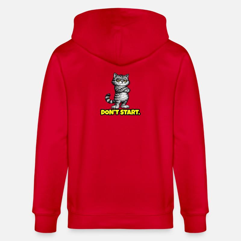 Don’t Start. – Grumpy Katze (Attitude) CAT - Veste à capuche bio CULTIVATOR Stanley/Stella Unisexe - rouge