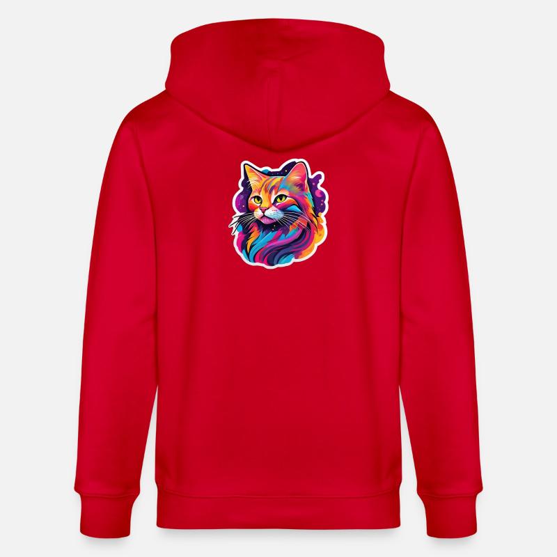 Chat Éclatant Arc en Ciel - Veste à capuche bio CULTIVATOR Stanley/Stella Unisexe - rouge