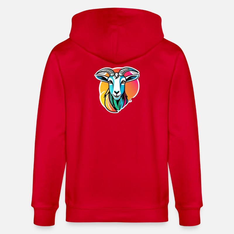 Bunte Regenbogenziege - Stanley/Stella Unisex Bio-Kapuzenjacke CULTIVATOR  - Rot