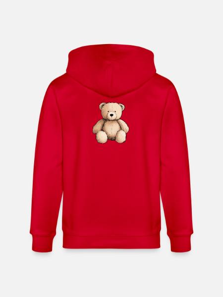 Teddybär, Teddybär, Stofftier - Stanley/Stella Unisex Bio-Kapuzenjacke CULTIVATOR  - Rot