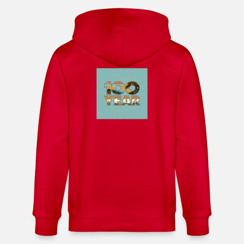 100-jährige Retro-Landschaft - Stanley/Stella Unisex Bio-Kapuzenjacke CULTIVATOR - Rot