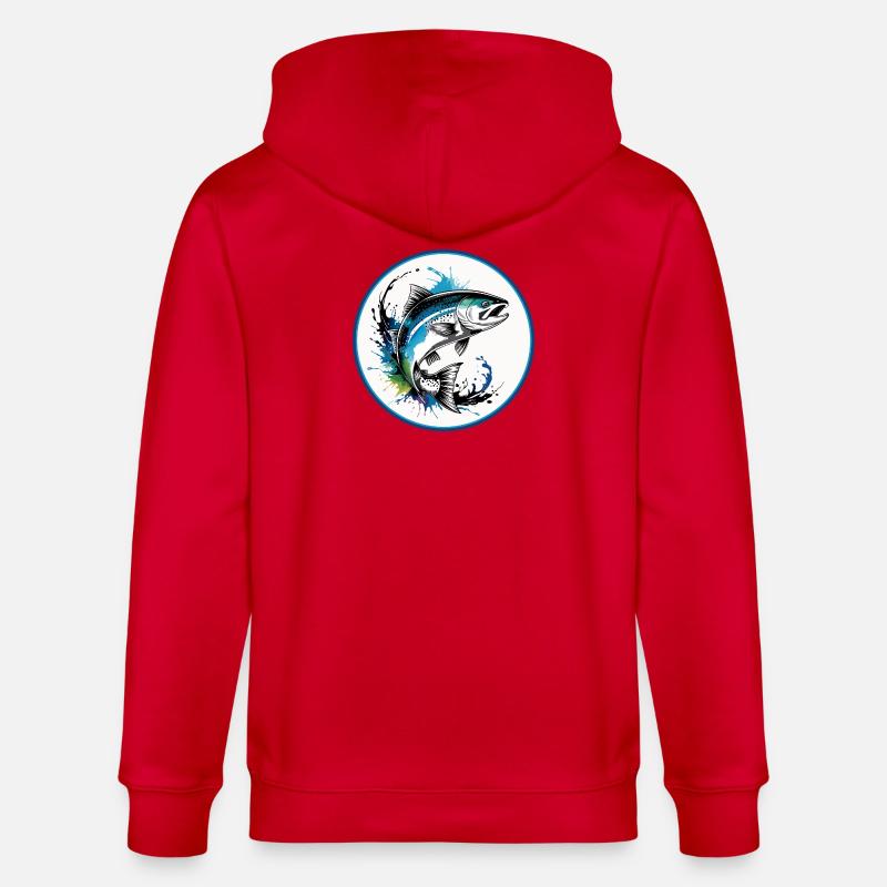 Springender Lachs - Stanley/Stella Unisex Bio-Kapuzenjacke CULTIVATOR  - Rot