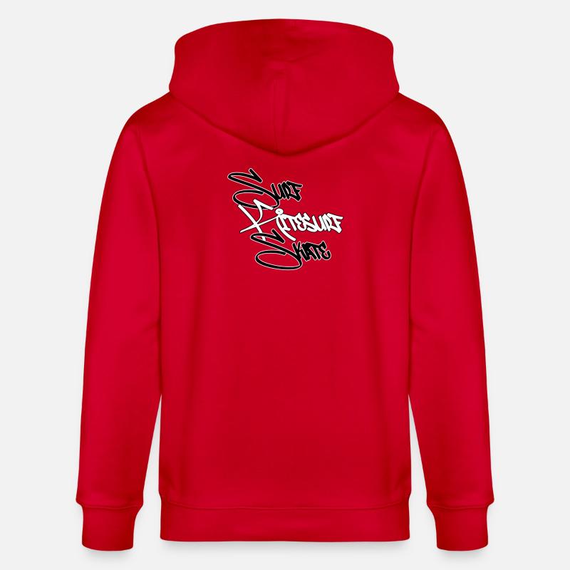 Graffiti Surf Script White - Stanley/Stella CULTIVATOR Unisex Organic Hooded Jacket - red