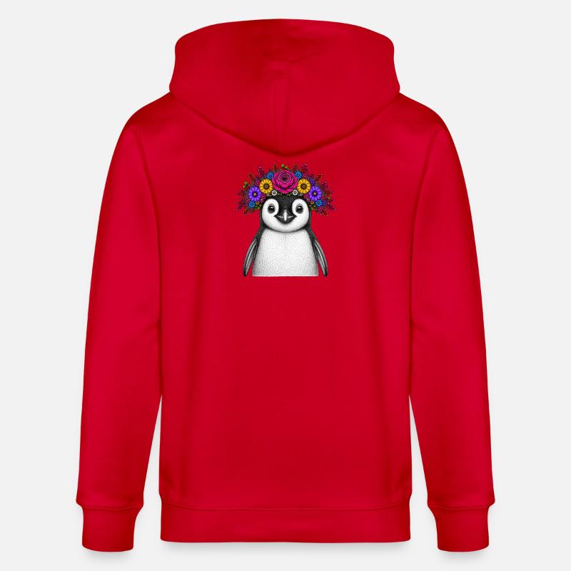 Pingouin avec couronne de fleurs - Veste à capuche bio CULTIVATOR Stanley/Stella Unisexe - rouge