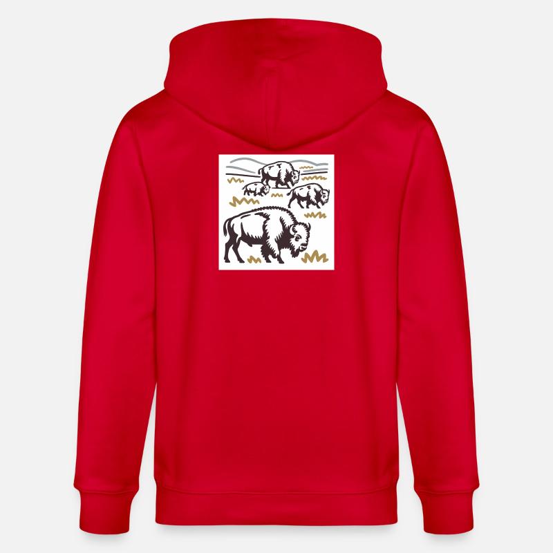 Bisonherde auf der Steppe - Stanley/Stella Unisex Bio-Kapuzenjacke CULTIVATOR  - Rot