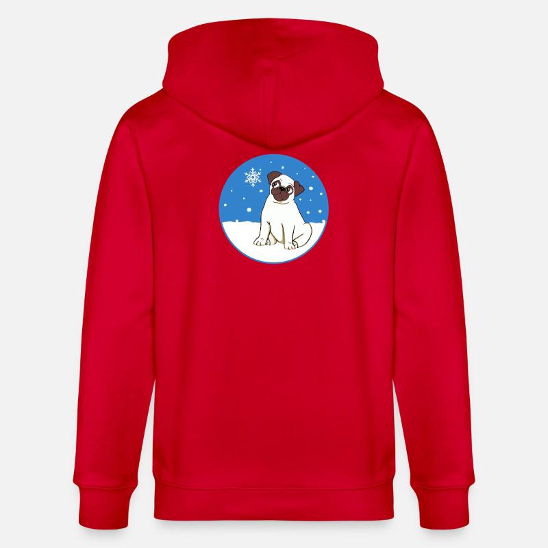 Mops im Schnee - Stanley/Stella Unisex Bio-Kapuzenjacke CULTIVATOR  - Rot